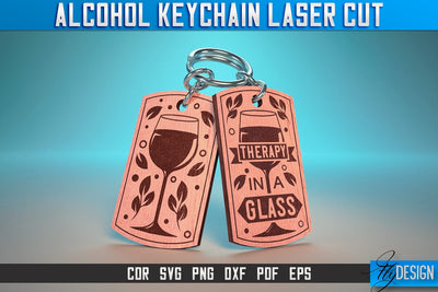 Alcohol Keychain Laser Cut SVG | Alcohol Laser Cut SVG Design | CNC Files SVG Fly Design 