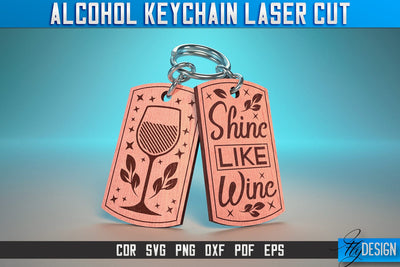 Alcohol Keychain Laser Cut SVG | Alcohol Laser Cut SVG Design | CNC Files SVG Fly Design 