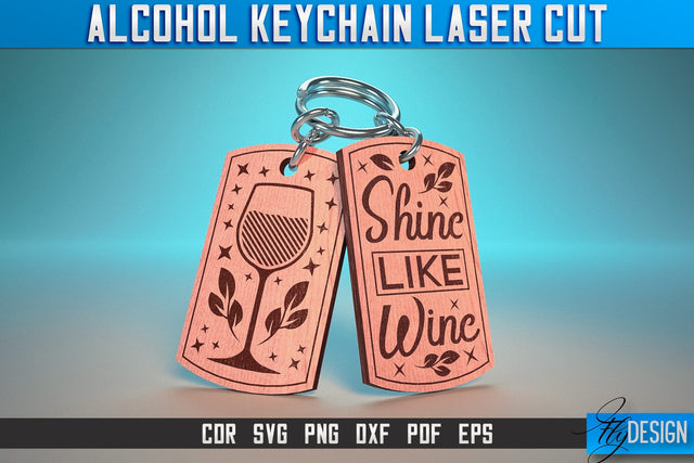 Alcohol Keychain Laser Cut SVG | Alcohol Laser Cut SVG Design | CNC Files SVG Fly Design 
