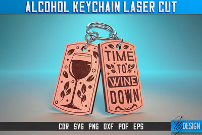 Alcohol Keychain Laser Cut SVG | Alcohol Laser Cut SVG Design | CNC Files SVG Fly Design 