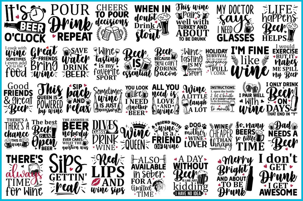 Alcohol Quotes SVG Bundle - So Fontsy