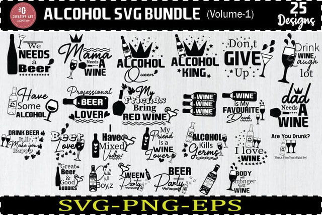 Alcohol Svg Bundle, Coaster Svg, Alcohol Quotes Bundle V1 SVG jacpot007 