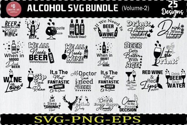 Alcohol Svg Bundle, Coaster Svg, Alcohol Quotes Bundle V2 SVG jacpot007 
