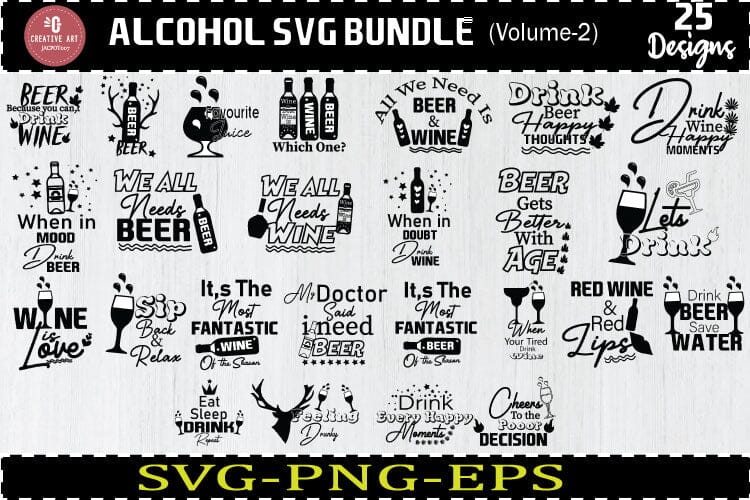 Alcohol Svg Bundle, Coaster Svg, Alcohol Quotes Bundle V2 SVG jacpot007 