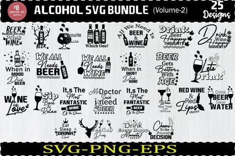 Alcohol Svg Bundle, Coaster Svg, Alcohol Quotes Bundle V2 SVG jacpot007 