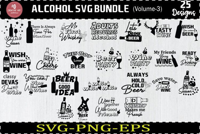 Alcohol Svg Bundle, Coaster Svg, Alcohol Quotes Bundle V3 SVG jacpot007 
