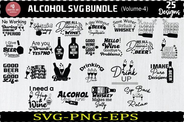 Alcohol Svg Bundle, Coaster Svg, Alcohol Quotes Bundle V4 SVG jacpot007 