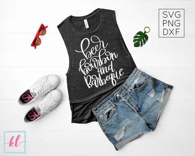 Alcohol Themed Hand Lettered SVG | Beer Bourbon and Barbeque SVG Kelly Leigh Creates 