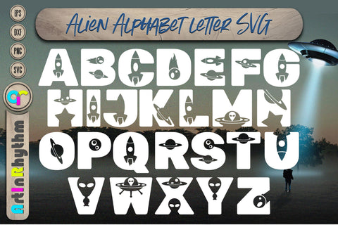 Alien Alphabet SVG Bundle, Ufo Letters SVG Artinrhythm shop 