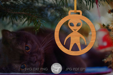 Alien Christmas ornament with UFO SVG Artisan Craft SVG 