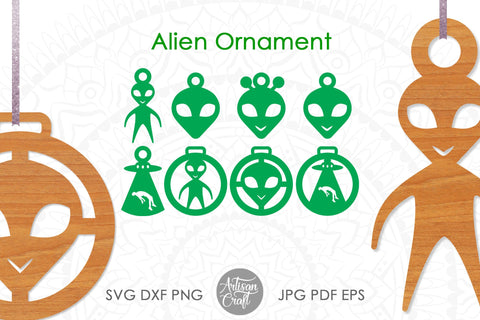 Alien Christmas ornament with UFO SVG Artisan Craft SVG 