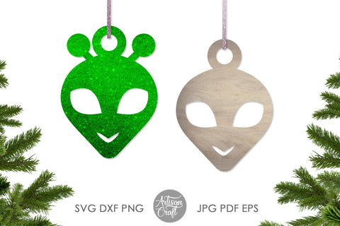 Alien Christmas ornament with UFO SVG Artisan Craft SVG 