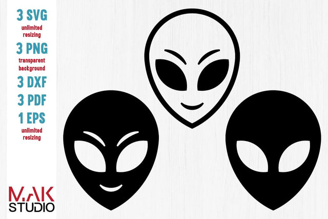Alien head svg, Alien head dxf files, Alien head cut files, Alien head clipart, Alien head mini bundles SVG MAKStudion 