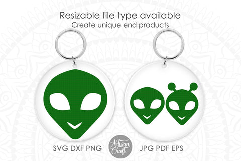 Alien keychain SVG, alien face SVG Artisan Craft SVG 