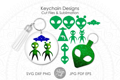 Alien keychain SVG, alien face SVG Artisan Craft SVG 