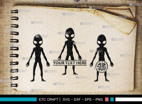 Alien Monogram, Alien Silhouette, Alien SVG, Ufo Svg, Alien Face Svg, Alien Ufo Svg, SB00335 SVG ETC Craft 
