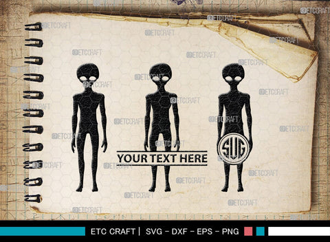 Alien Monogram, Alien Silhouette, Alien SVG, Ufo Svg, Alien Face Svg, Alien Ufo Svg, SB00335 SVG ETC Craft 