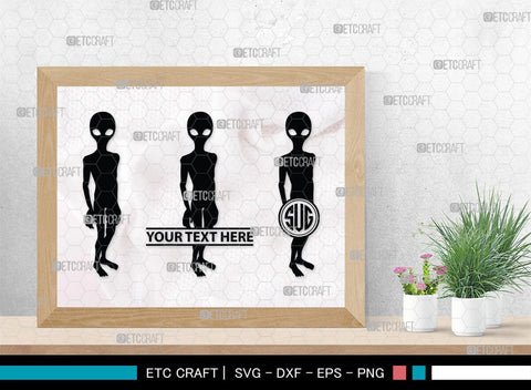 Alien Monogram, Alien Silhouette, Alien SVG, Ufo Svg, Alien Face Svg, Alien Ufo Svg, SB00335 SVG ETC Craft 