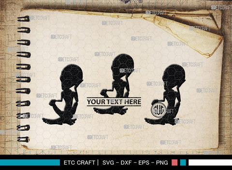 Alien Monogram, Alien Silhouette, Alien SVG, Ufo Svg, Alien Face Svg, Alien Ufo Svg, SB00335 SVG ETC Craft 