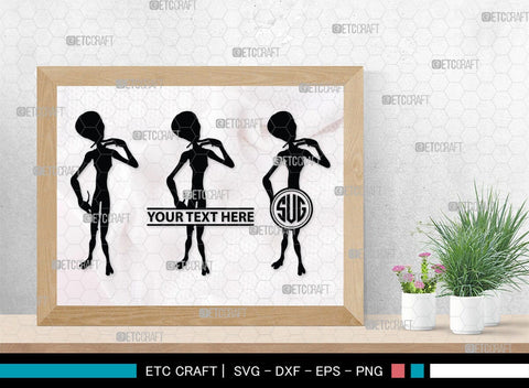 Alien Monogram, Alien Silhouette, Alien SVG, Ufo Svg, Alien Face Svg, Alien Ufo Svg, SB00335 SVG ETC Craft 