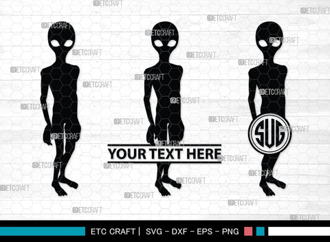 Alien Monogram, Alien Silhouette, Alien SVG, Ufo Svg, Alien Face Svg, Alien Ufo Svg, SB00335 SVG ETC Craft 