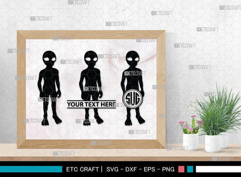 Alien Monogram, Alien Silhouette, Alien SVG, Ufo Svg, Alien Face Svg, Alien Ufo Svg, SB00335 SVG ETC Craft 