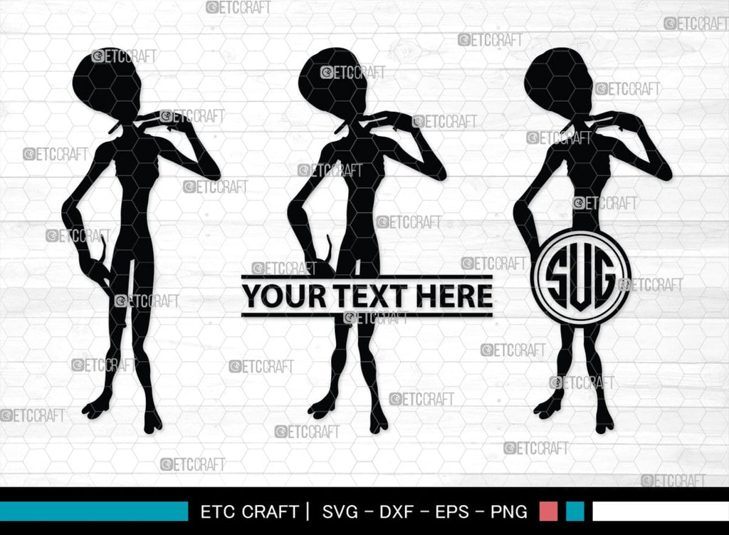 Alien Monogram, Alien Silhouette, Alien SVG, Ufo Svg, Alien Face Svg ...