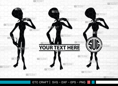 Alien Monogram, Alien Silhouette, Alien SVG, Ufo Svg, Alien Face Svg, Alien Ufo Svg, SB00335 SVG ETC Craft 