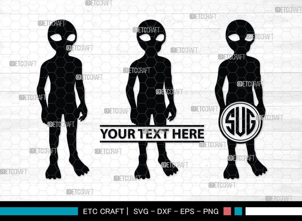 Alien Monogram, Alien Silhouette, Alien SVG, Ufo Svg, Alien Face Svg ...