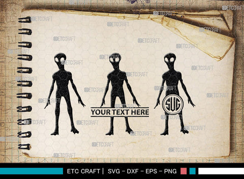 Alien Monogram, Alien Silhouette, Alien SVG, Ufo Svg, Alien Face Svg, Alien Ufo Svg, SB00335 SVG ETC Craft 