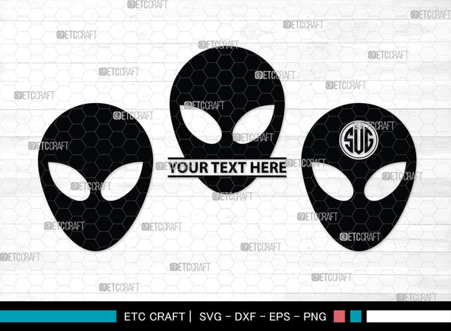 Alien Monogram, Alien Silhouette, Alien SVG, Ufo Svg, Alien Face Svg, Alien Ufo Svg, SB00335 SVG ETC Craft 