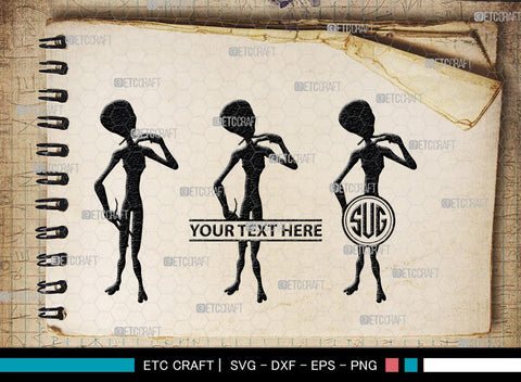 Alien Monogram, Alien Silhouette, Alien SVG, Ufo Svg, Alien Face Svg, Alien Ufo Svg, SB00335 SVG ETC Craft 