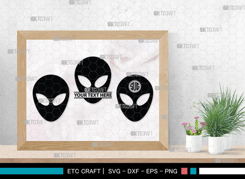 Alien Monogram, Alien Silhouette, Alien SVG, Ufo Svg, Alien Face Svg, Alien Ufo Svg, SB00335 SVG ETC Craft 