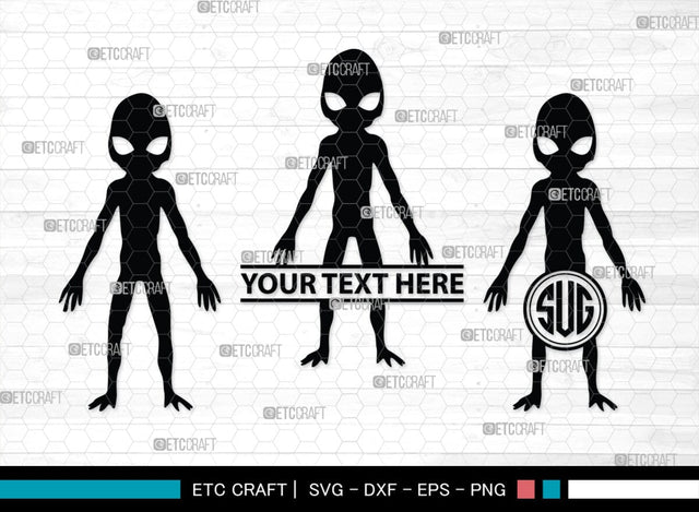 Alien Monogram, Alien Silhouette, Alien SVG, Ufo Svg, Alien Face Svg, Alien Ufo Svg, SB00335 SVG ETC Craft 