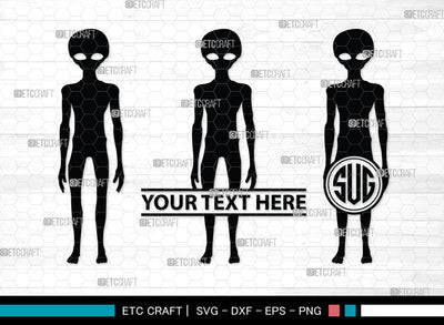 Alien Monogram, Alien Silhouette, Alien SVG, Ufo Svg, Alien Face Svg, Alien Ufo Svg, SB00335 SVG ETC Craft 