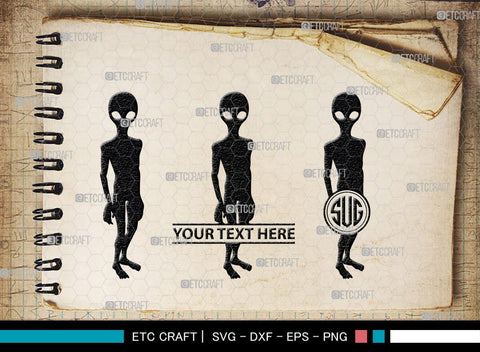 Alien Monogram, Alien Silhouette, Alien SVG, Ufo Svg, Alien Face Svg, Alien Ufo Svg, SB00335 SVG ETC Craft 