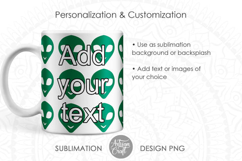 Alien mug sublimation designs for 11oz mug Sublimation Artisan Craft SVG 