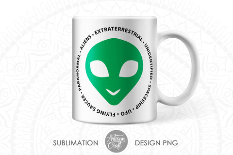 Alien mug sublimation designs for 11oz mug Sublimation Artisan Craft SVG 