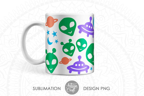 Alien mug sublimation designs for 11oz mug Sublimation Artisan Craft SVG 
