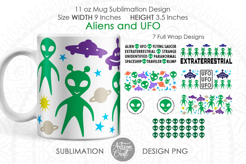 Alien mug sublimation designs for 11oz mug Sublimation Artisan Craft SVG 