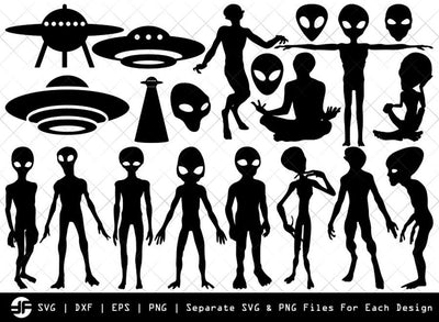 Alien SVG | Ufo SVG | Rocket Silhouette Bundle | Cut File SVG ETC Craft 