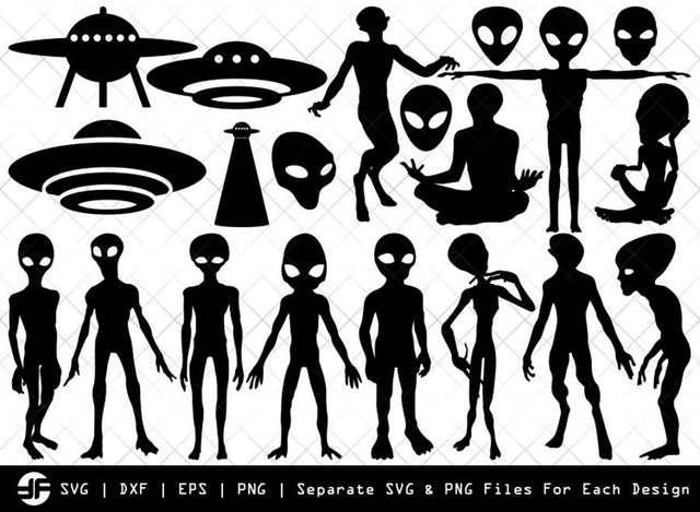 Alien SVG | Ufo SVG | Rocket Silhouette Bundle | Cut File SVG ETC Craft 