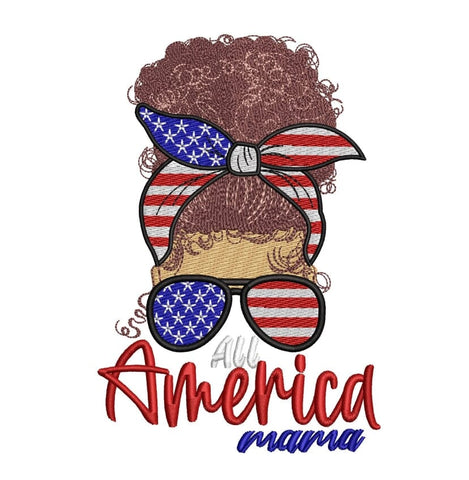 All America Mama machine embroidery design, African American woman. Embroidery/Applique DESIGNS ArtEMByNatalia 