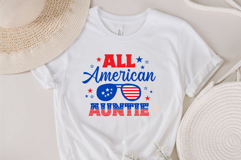 All American Auntie SVG, 4th of July SVG, Auntie SVG, July 4th svg, America svg, Sunglasses svg, Independence Day svg, png dxf SVG Fauz 
