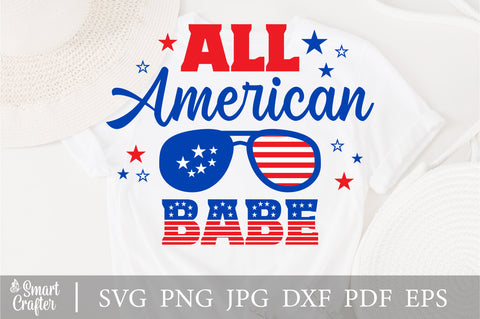 All American Babe SVG, 4th of July SVG, Babe SVG, July 4th svg, America svg, Sunglasses svg, Independence Day svg, png dxf SVG Fauz 