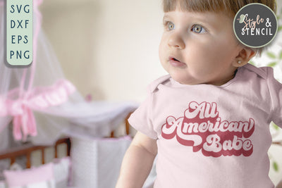 All American Babe SVG | July 4th | Patriotic SVG Style and Stencil 