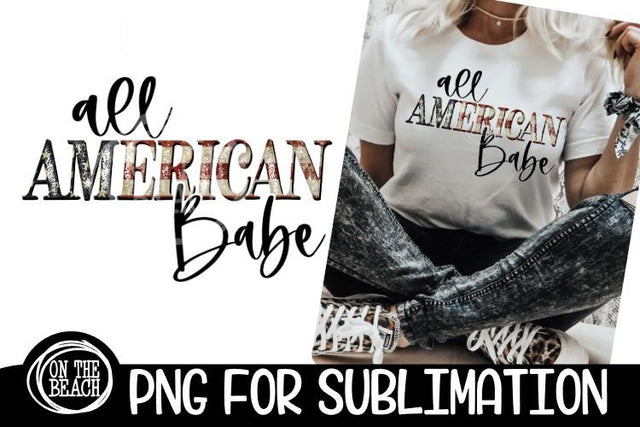 All American Babe - Vintage Flag - PNG for Sublimation Sublimation On the Beach Boutique 