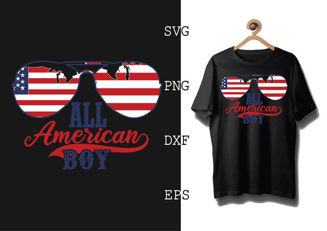 All American Boy Svg, 4th of July File, America Patriotic Svg, Png, Eps, Dxf Files SVG DesignTShirt 