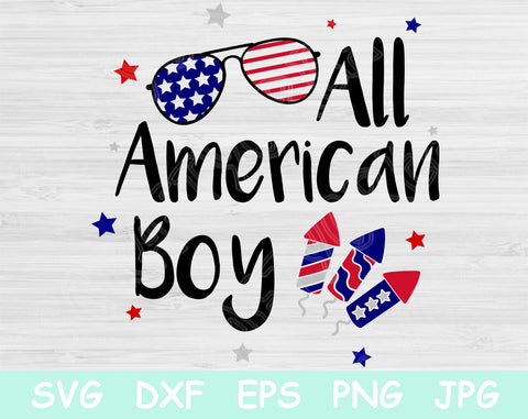 All American Boy Svg, 4th of July Svg. Patriotic Svg Cut Files for Cricut and Silhouette. Independence Day Svg Digital Design Printable. SVG TiffsCraftyCreations 