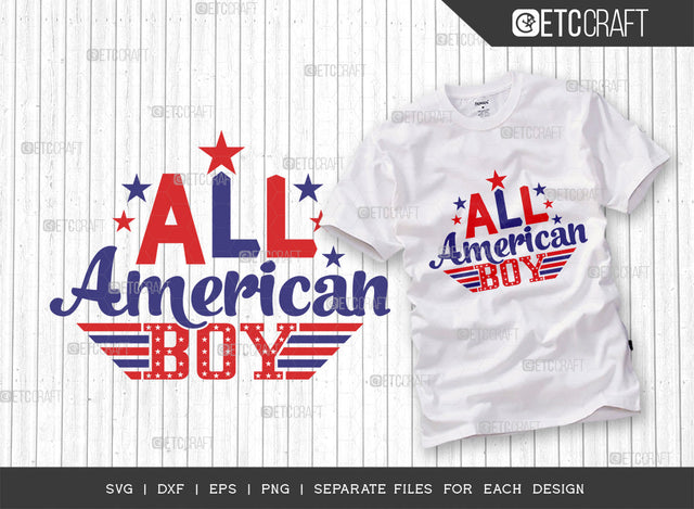 All American Boy SVG Cut File | Patriotic Boy Svg | Independence Day Svg | Memorial Day Svg | America Svg | T-shirt Design SVG ETC Craft 